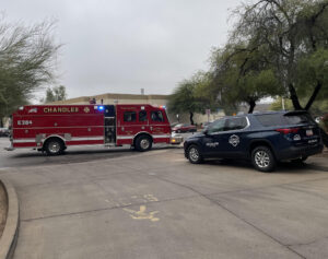 Patrol Vehicle and Fire Engine on duty at a Fire Watch in Chandler Arizona